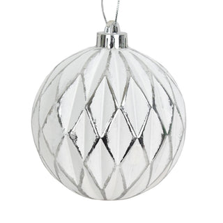 David Christopher's Collection Christmas Ornament White Silver Harlequin Ornament