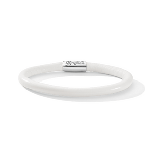Brighton white Woodstock single bracelet with silver Brighton charm detail