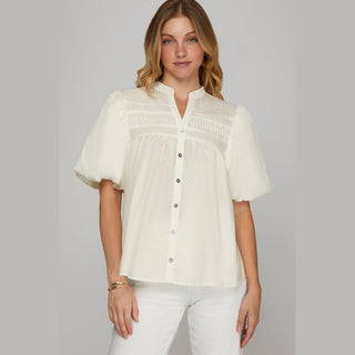 She + Sky Women's Tops White Woven Top