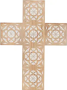 White Carved Wood Cross