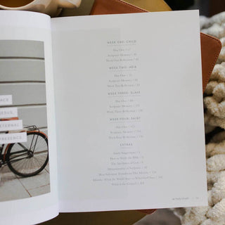 Worthy Bible Study book open to table of contents showing four weekly themes