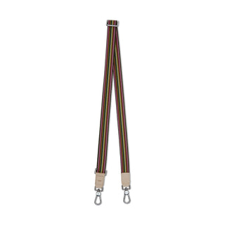 Consuela Olivo Webbing Slim Crossbody Strap with striped pattern and metal hardware