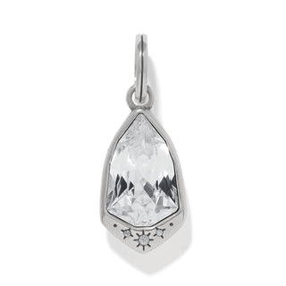Brighton Zella Amulet charm in silver with faceted clear crystal stone and decorative accents