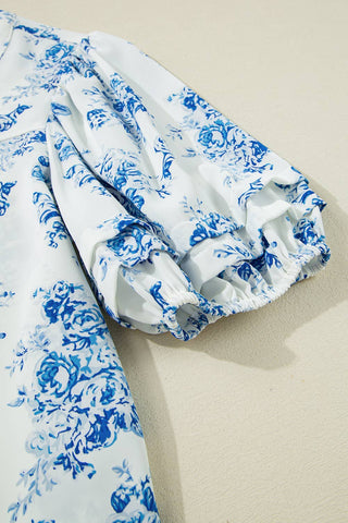 Viola Blue Floral  Blouse
