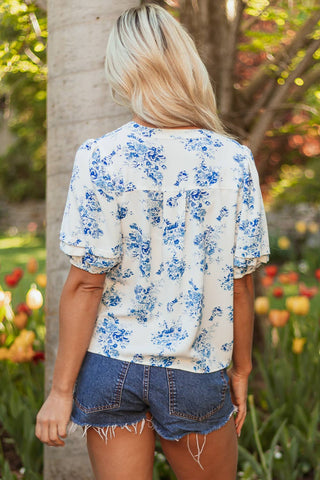 Viola Blue Floral  Blouse