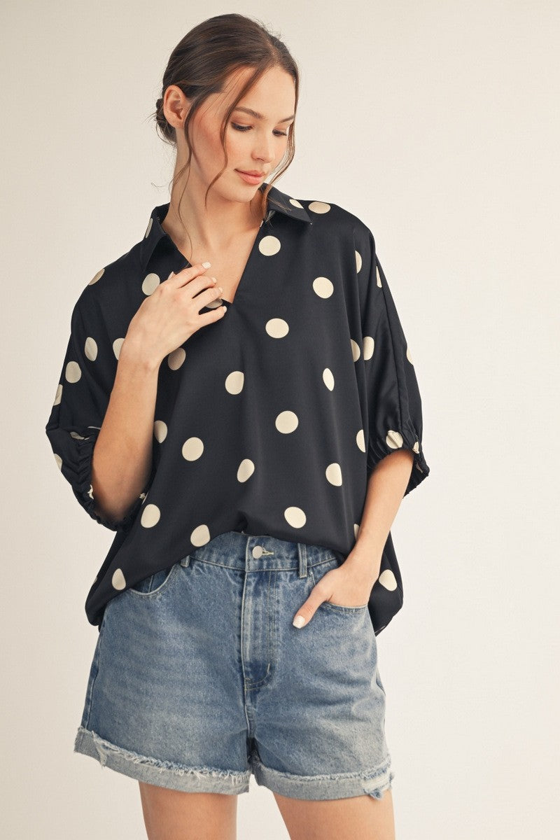 Satin Polka Dot Top