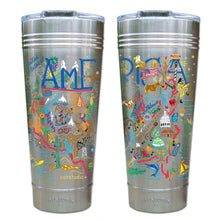 Silver tumbler with america artwork