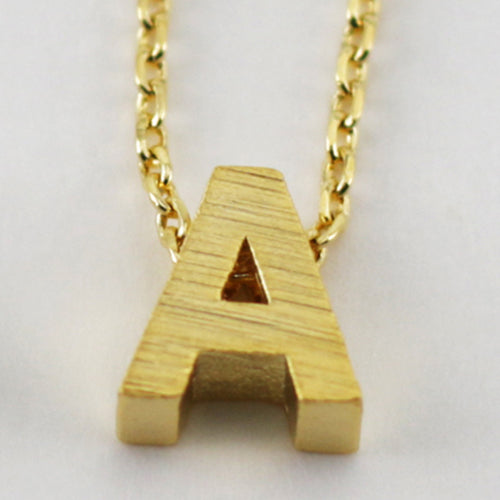 Gold Block Letter Initial Necklace