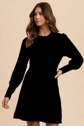 Annie Wear Women's Dresses Puff Sleeve Sweater Dress