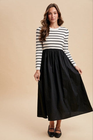 Annie Wear Women's Dresses Striped Poplin Dress