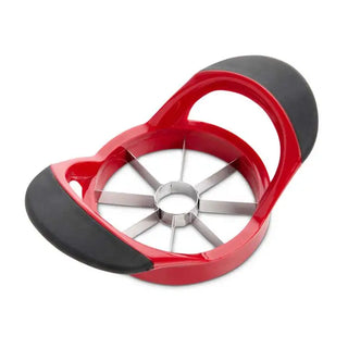 red apple corer with black silicone handles
