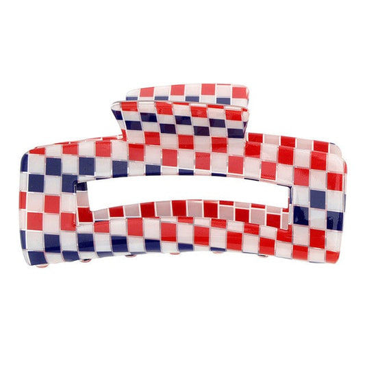 Bella Sleep+Spa Women's Hair Checkered Patriotic Claw Clip