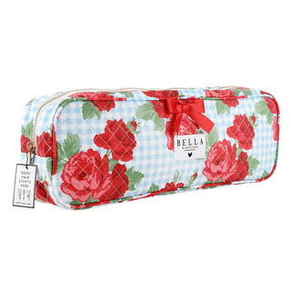 Bella Sleep+Spa Cosmetic Bag Gingham And Roses Quilted Hair Tool Bag