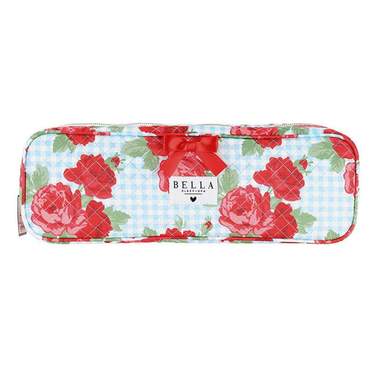 Bella Sleep+Spa Cosmetic Bag Gingham And Roses Quilted Hair Tool Bag