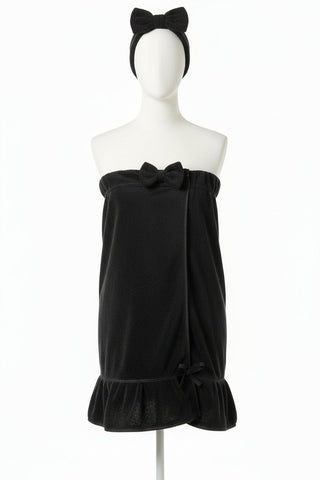 Bella Sleep+Spa Women's Pajamas Black Spa Wrap with Ruffle