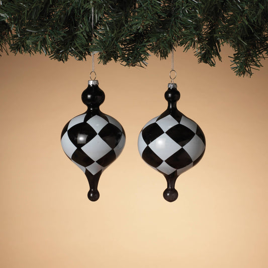 ceramic black and white finial ornament