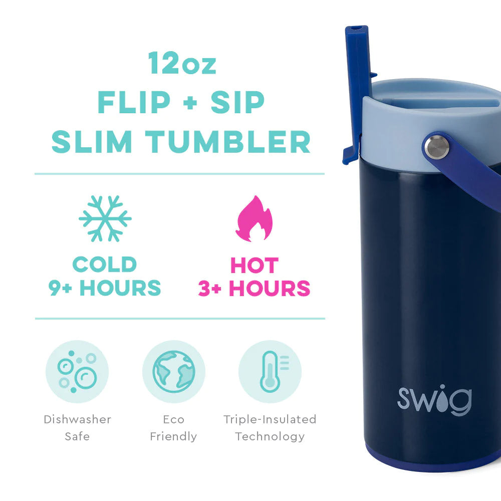 Blue Tide Flip + Sip Slim Tumbler