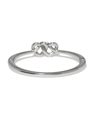 Brighton Silver Interlok Linked Hearts Hinged Bangle with intertwined heart motif centerpiece