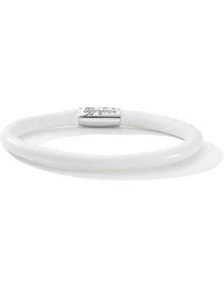 Brighton white Woodstock single bracelet with silver Brighton charm detail