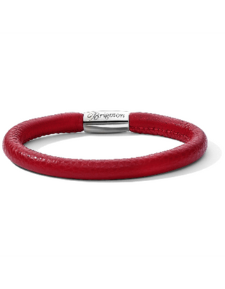 Brighton red leather bracelet with silver magnetic clasp and brand engraving