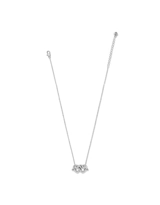 Brighton Interlok Linked Hearts silver necklace with delicate chain and lobster clasp closure