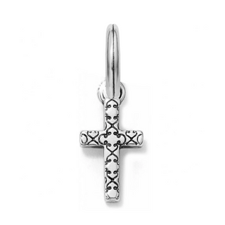 Brighton silver cross charm with intricate decorative pattern and jump ring