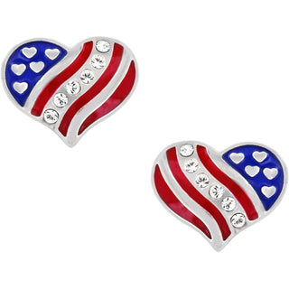 Brighton Hearts and Stripes Mini Post Earrings with patriotic American flag design and crystals
