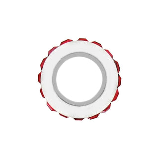 Brighton Spectrum Bead with white center and decorative red scalloped edge design