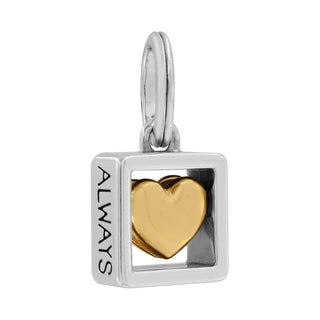 Brighton Love Always charm with silver square frame and gold heart center