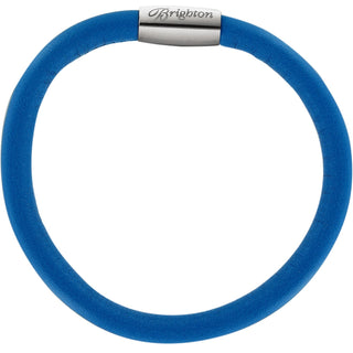 Brighton blue leather single bracelet with silver magnetic clasp and Brighton logo