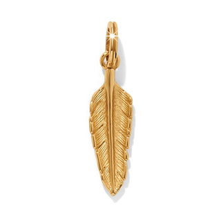 Brighton Plume Amulet gold-toned feather charm pendant with detailed engraving and jump ring