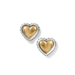 Brighton Women's Earrings Pretty Tough Petite Two Tone Heart Post Earrings