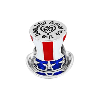 Brighton patriotic Uncle Sam top hat charm bead with red white blue enamel