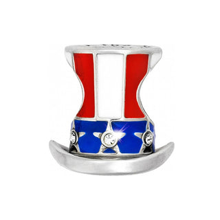 Brighton Sam's Hat bead with patriotic red, white, and blue enamel design and crystal accents