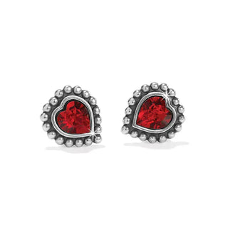 Brighton Women's Earrings Red Shimmer Heart Mini Post Earrings