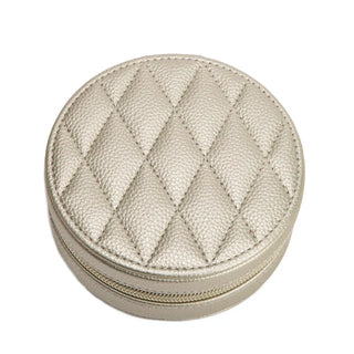 Brouk & Co Jewelry Storage Leah Quilted Round Travel Case
