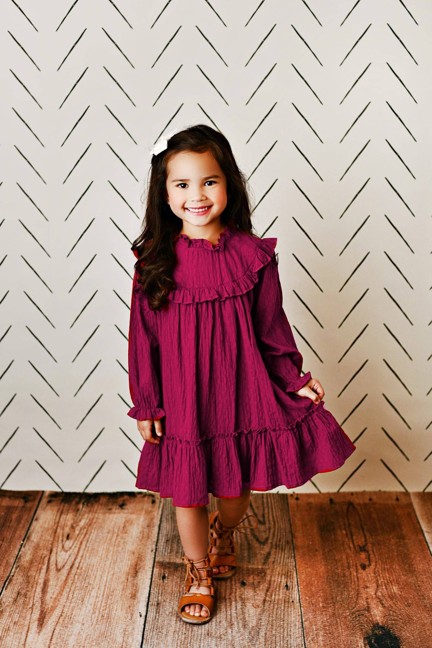 Girls  Plum Ruffle Dress