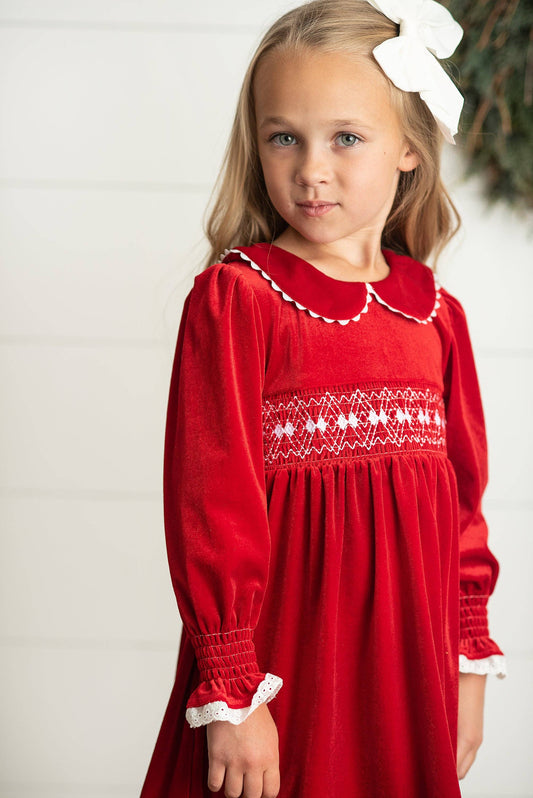 Kids Red Velvet Holiday Dress