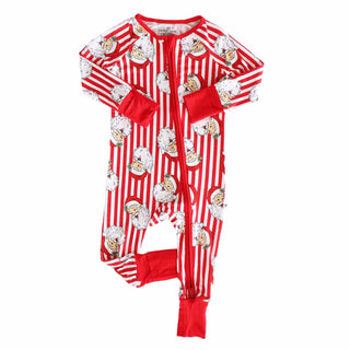 Caden Lane Baby Footies Christmas Bamboo Convertible Zip Rompers
