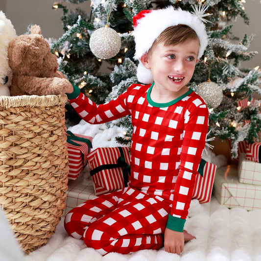 Caden Lane Christmas Clothing Checking It Twice / 2T Christmas Bamboo Two Piece Pajama Sets
