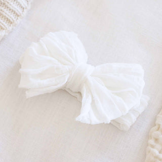 Caden Lane Hair Bows Snow Large Ruffle Knit Bow | Sweet & Simple