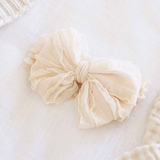 Caden Lane Hair Bows Snow Large Ruffle Knit Bow | Sweet & Simple