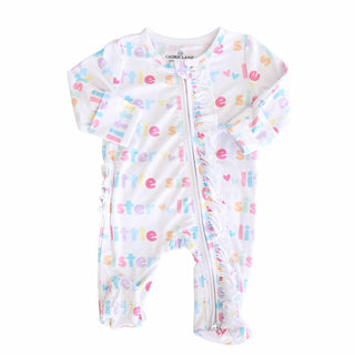 Caden Lane Baby Footies Little Sibling Zipper Footie