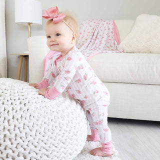 Caden Lane Baby Footies Rosy & Cozy Convertible Zip Romper