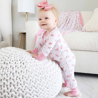 Caden Lane Baby Footies Rosy & Cozy Convertible Zip Romper