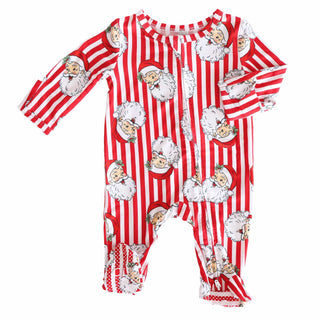 Caden Lane Christmas Clothing Santa Claus Lane Zipper Footie