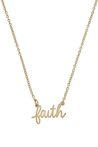 Canvas Necklaces Faith Necklace in Worn Gold