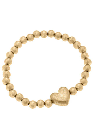 Canvas Bracelets Lyla Puffy Heart & Ball Bead Stretch Bracelet