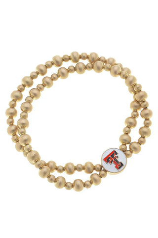 Canvas Women's Bracelets Texas Tech 2-Row Ball Bracelet