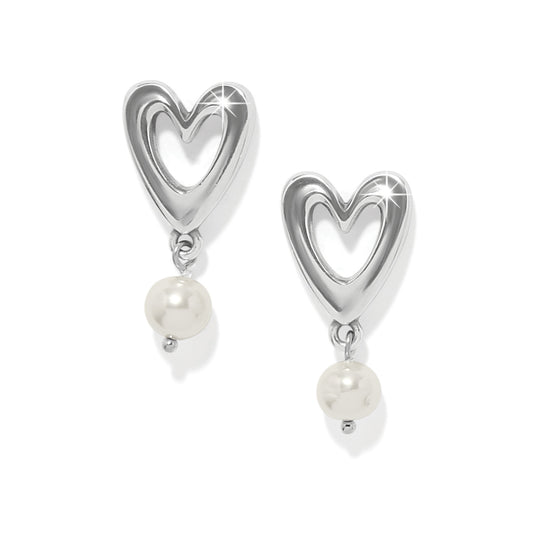 Cascade Open Heart Pearl Post Earrings